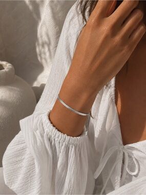 Silver-Tone Stainless Steel Herringbone Bracelet